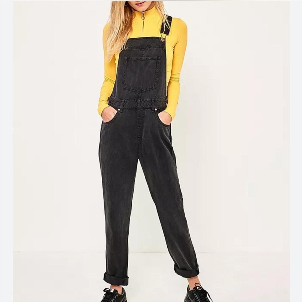 Revolve DrDenim Black Denim Overalls 29x32 Slim Fit Distressed